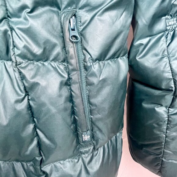 Prana Milly Down Puffer Coat Balsam Green Packable Thigh Length Hooded Womens L - Picture 9 of 15